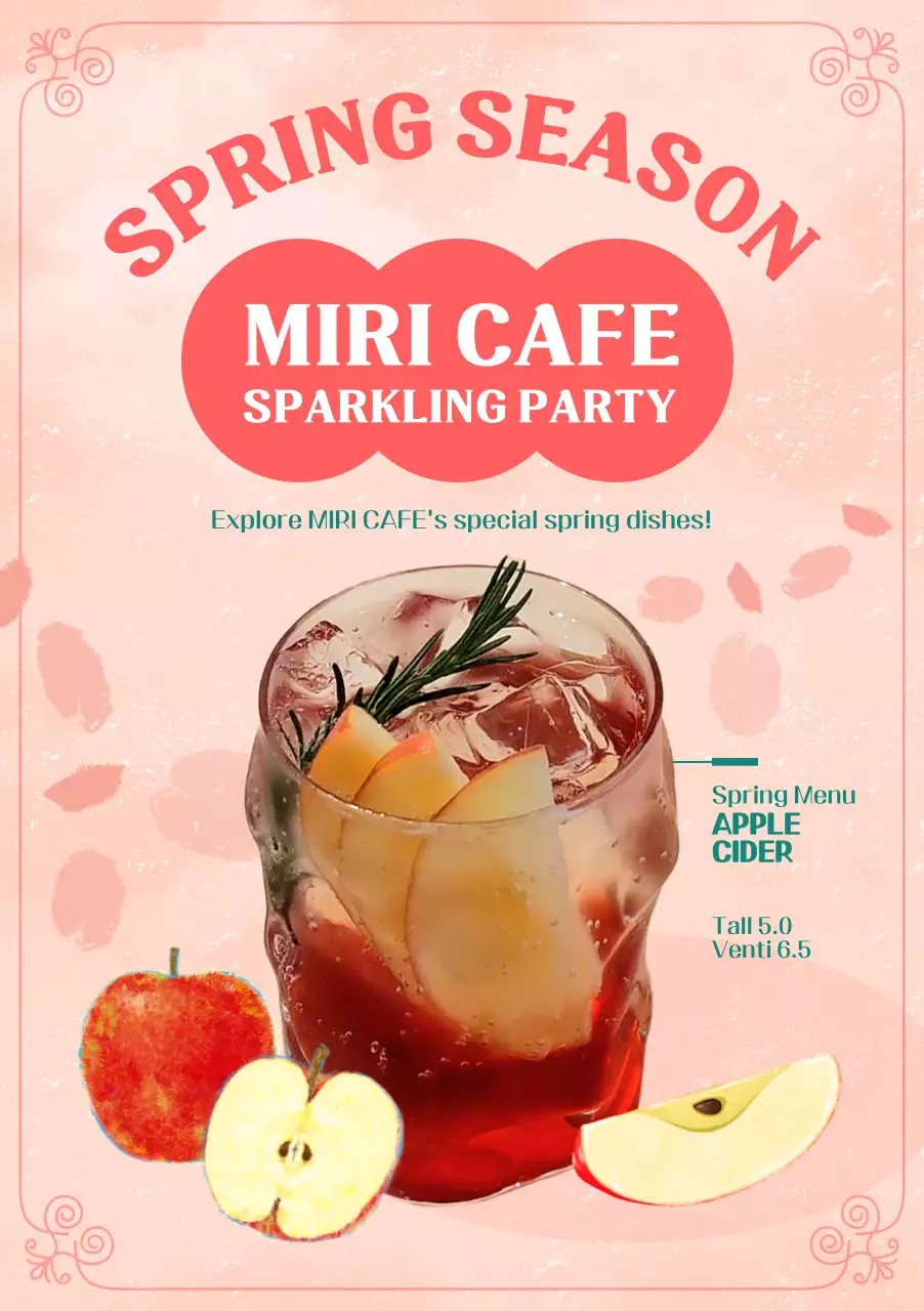 Promote your cafe's new menu with a springtime pink background
