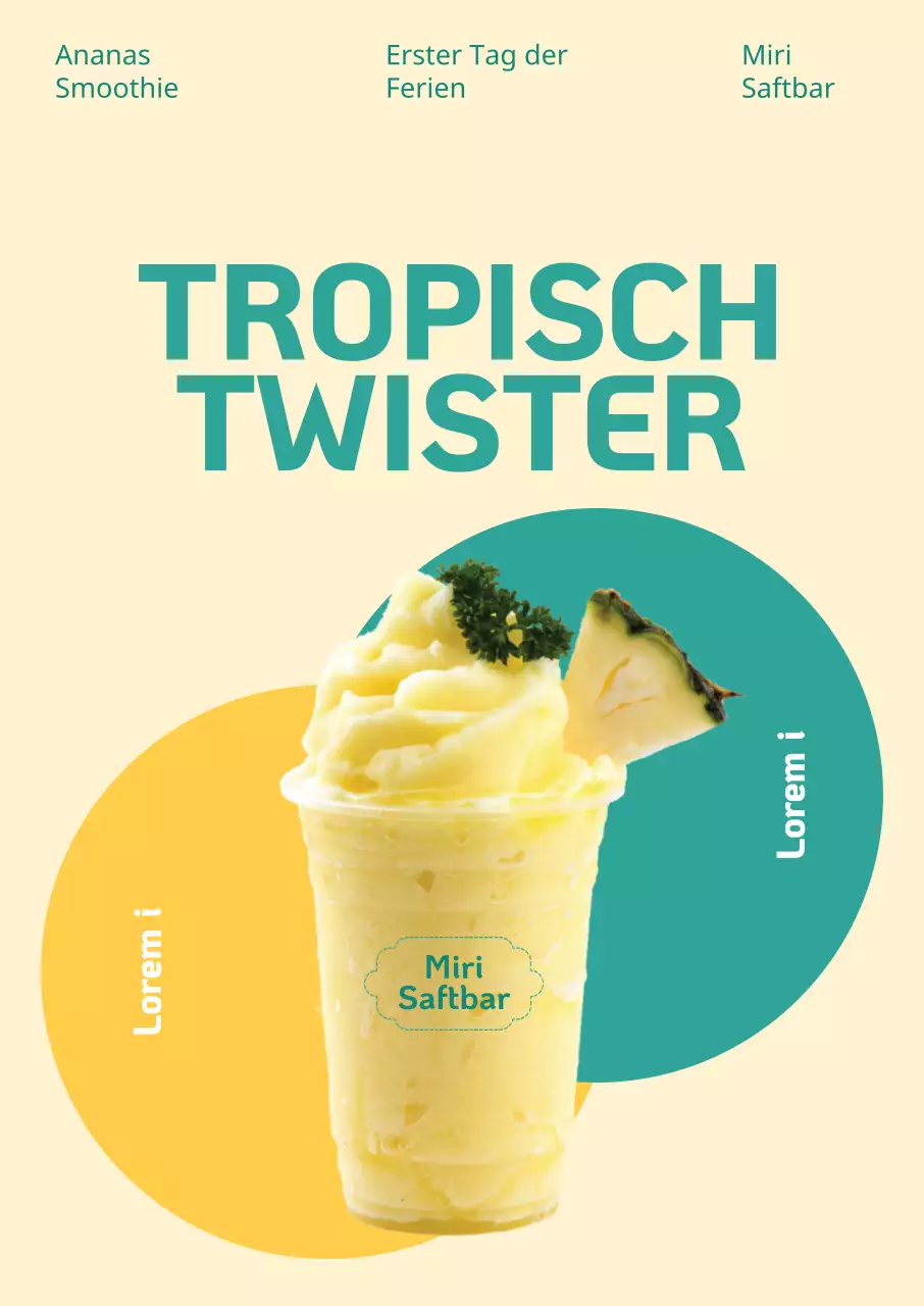 Ananas auf einem pastellgelben Hintergrund Sommercafé Getränk Einführung