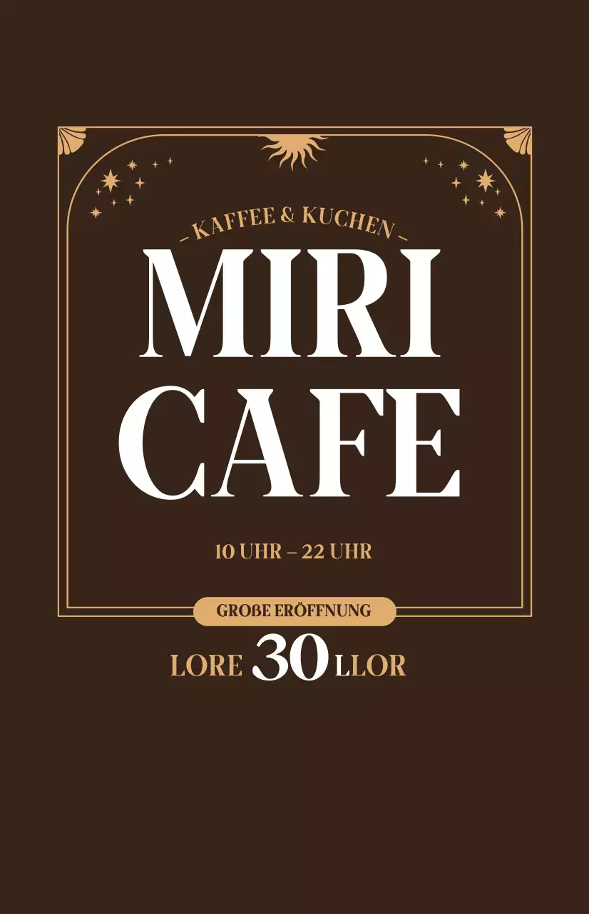 Werben Sie für einen Café-Eröffnungsrabatt mit einer beigen Stimmung auf braunem Hintergrund