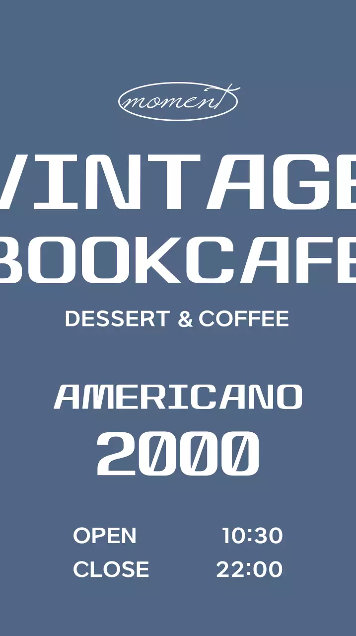 Bookstore sign with vintage menu on blue background