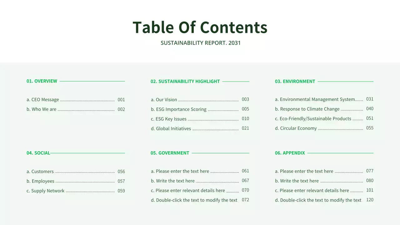Ecoconcept's ESG report in green