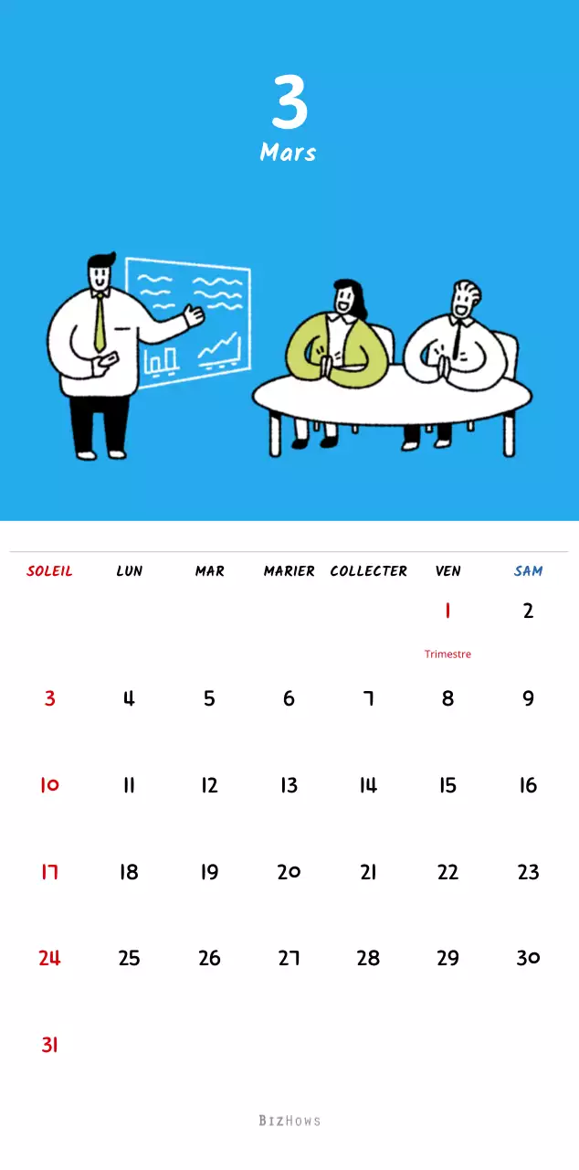 Calendrier du Nouvel An avec de jolies illustrations