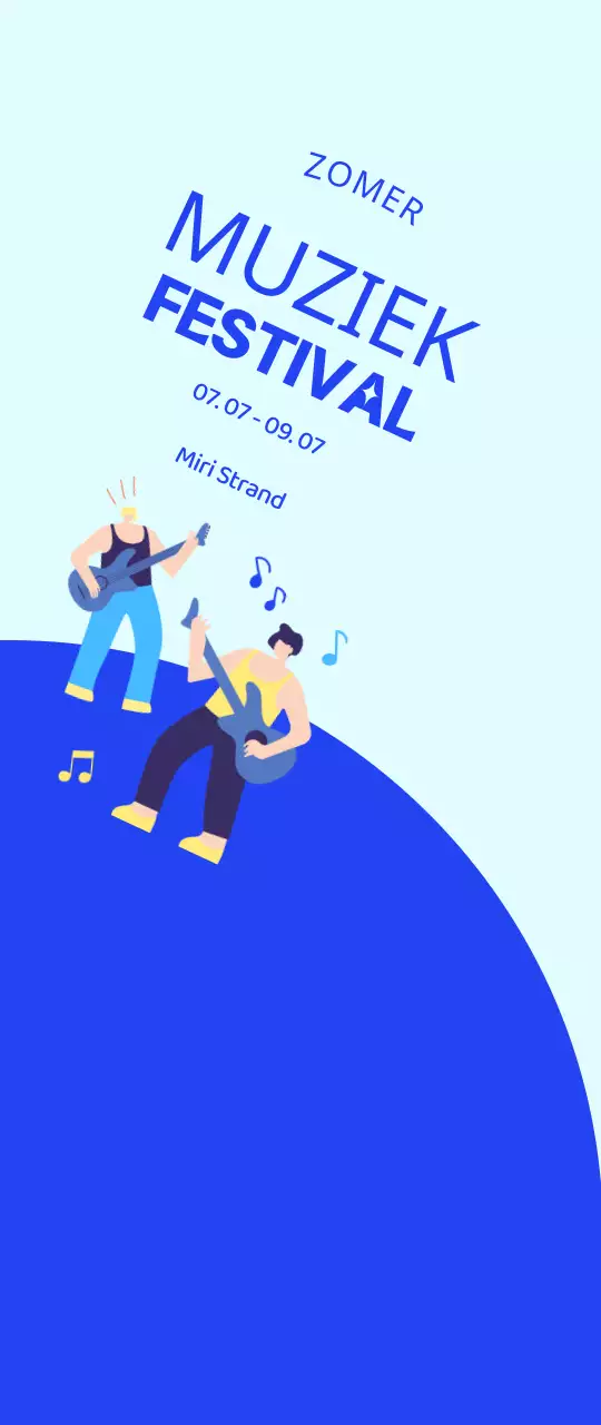Promoot een festival met een blauwe, coole illustratie van een artiest