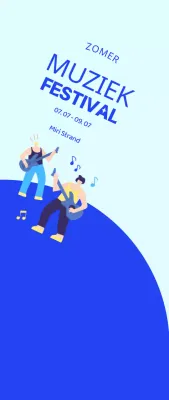 Promoot een festival met een blauwe, coole illustratie van een artiest
