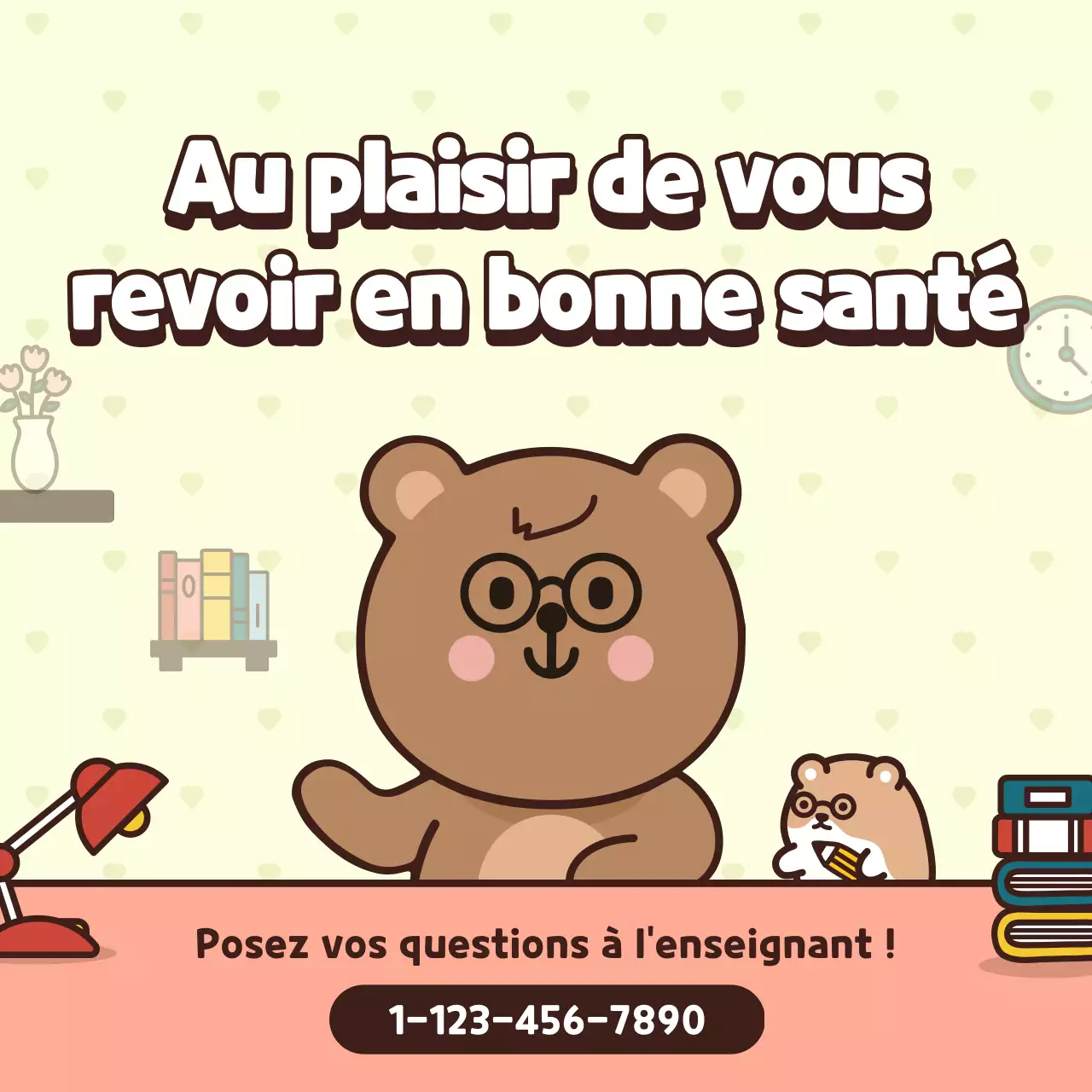 Introduire la classe avec un concept de personnage mignon rose et jaune