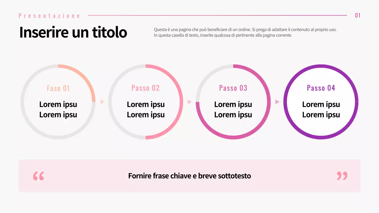 Presentazione di diversi layout con concetti grafici a gradiente rosa