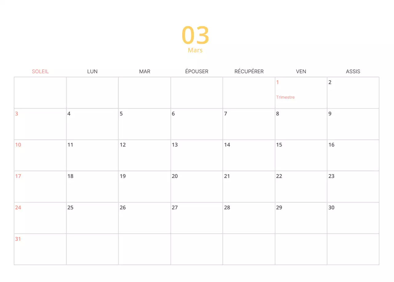 Calendrier illustré multicolore
