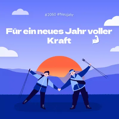 Gesunde Neujahrsstimmung in Blau und Orange