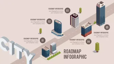 Road building illustration in brown Roadmap infographic for business