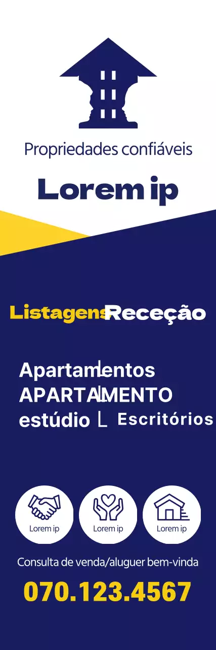 Listagens de imóveis em azul-marinho