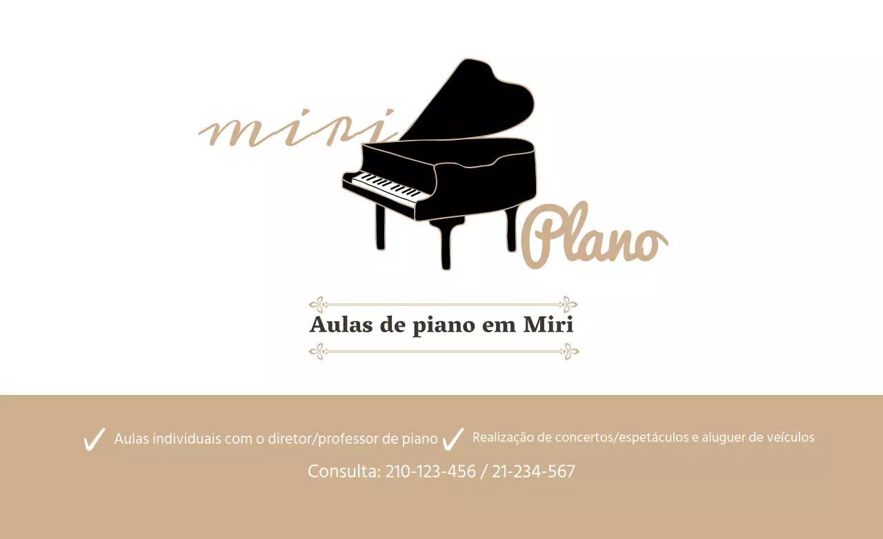 Design calmo e simples para um folheto de uma escola de música em tons de bege