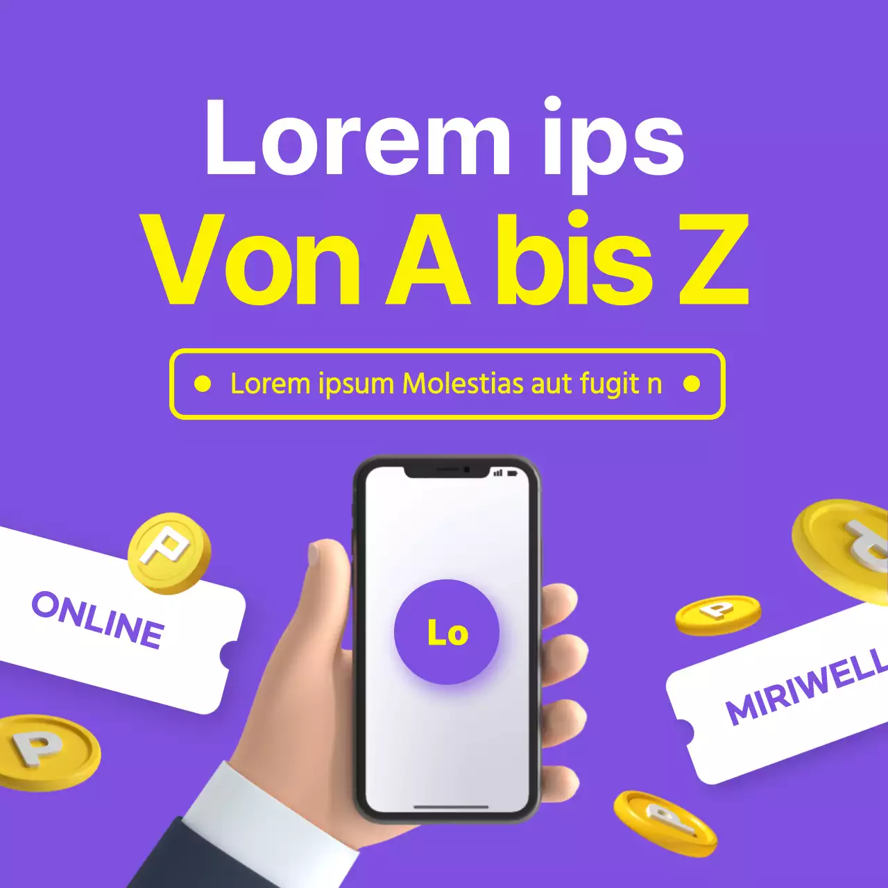 Ordentliches Corporate-Welfare-Einkaufszentrum Effekt mit lila-gelben 3D-Konzept CardNews