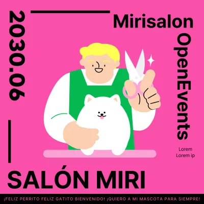 Una bonita promoción ilustrada en rosa para una peluquería canina.