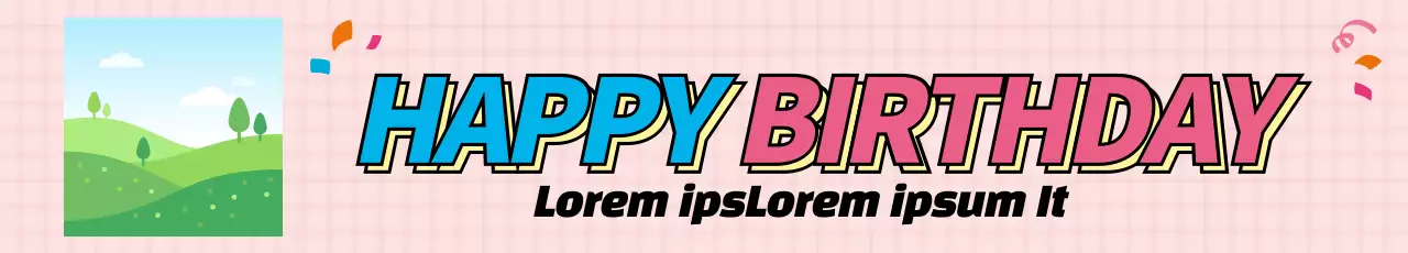 Banner de convite de aniversário retrô rosa