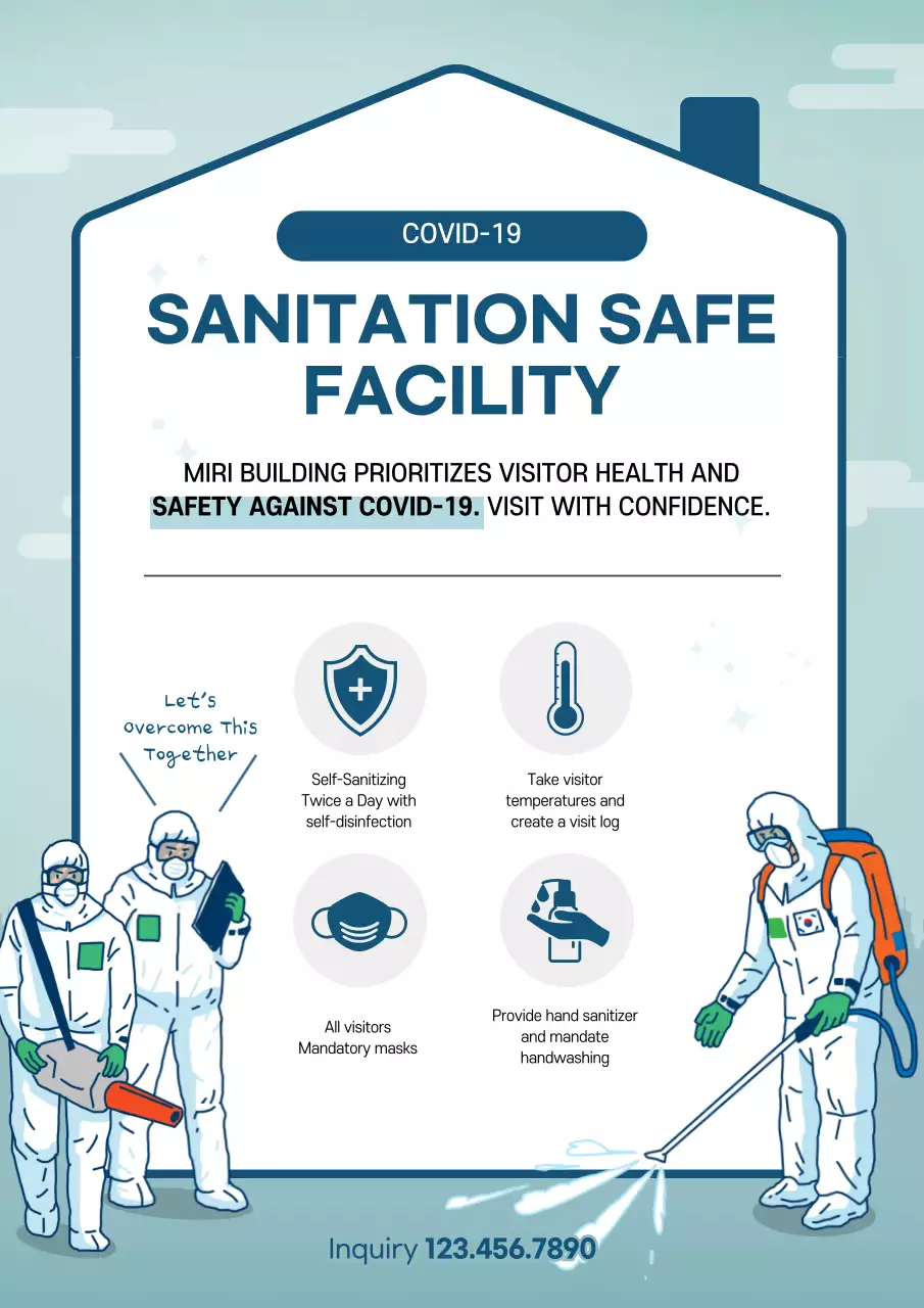 Blue Clean Covid-19 Announcement Poster