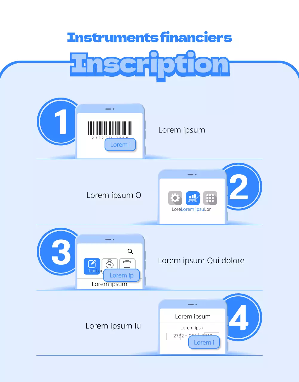 Thème épuré sur les instruments financiers avec des illustrations 3D bleues