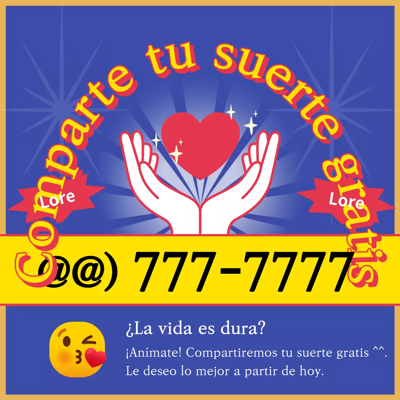 Folleto publicitario retro de buena suerte en amarillo y azul