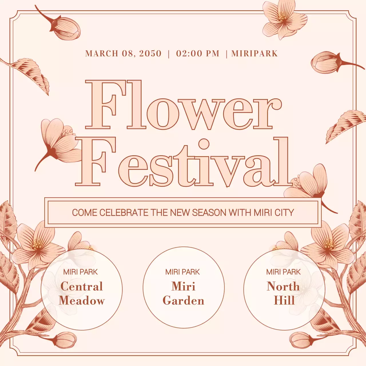 Promote a springtime festival of pinks and browns