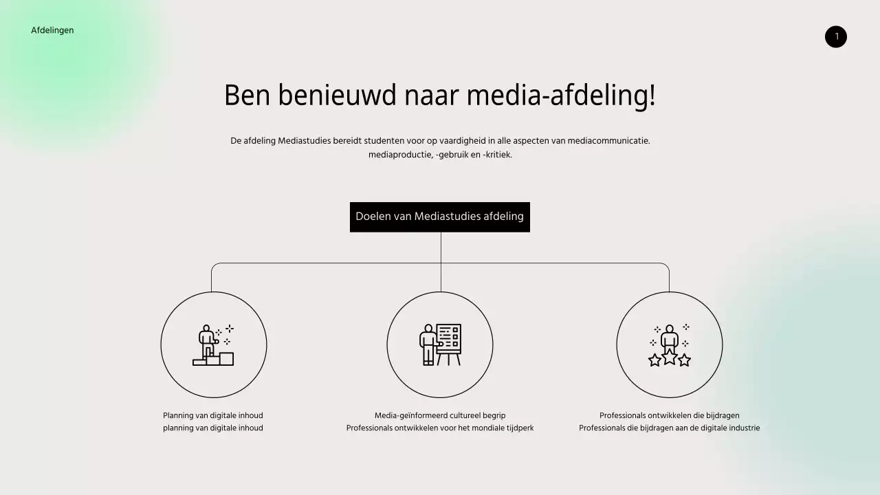Media-afdeling en public relations PPT met verloopachtergrond
