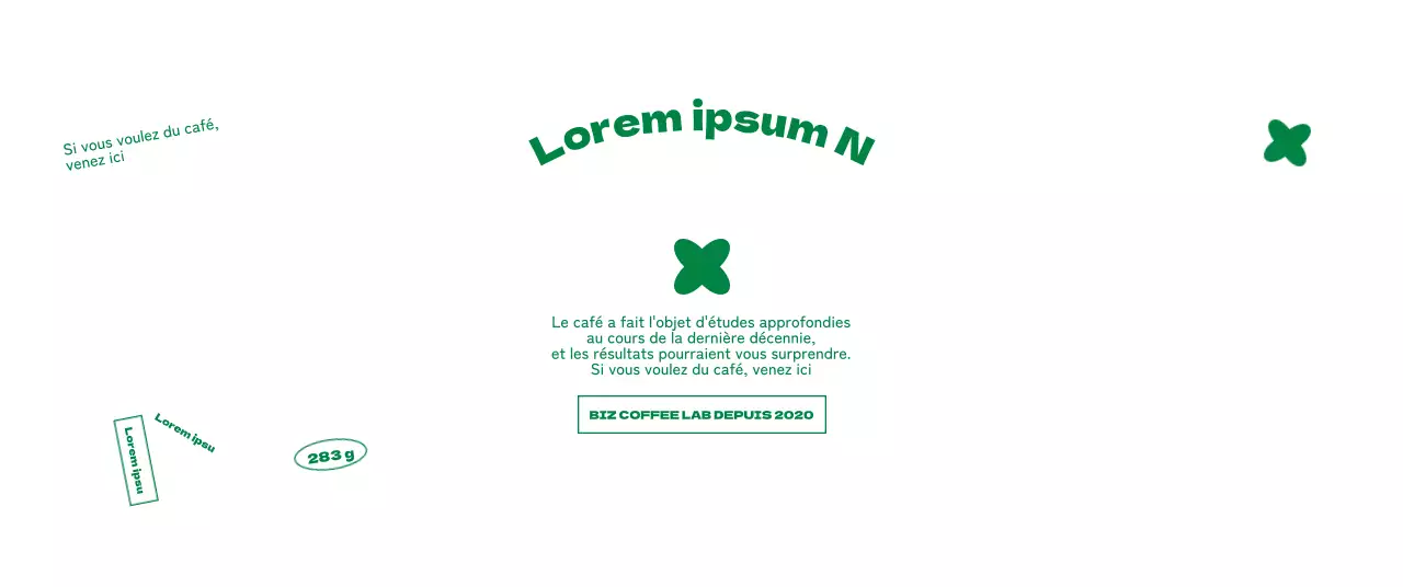 Promotion propre et textuelle d'un café avec de jolis graphiques verts