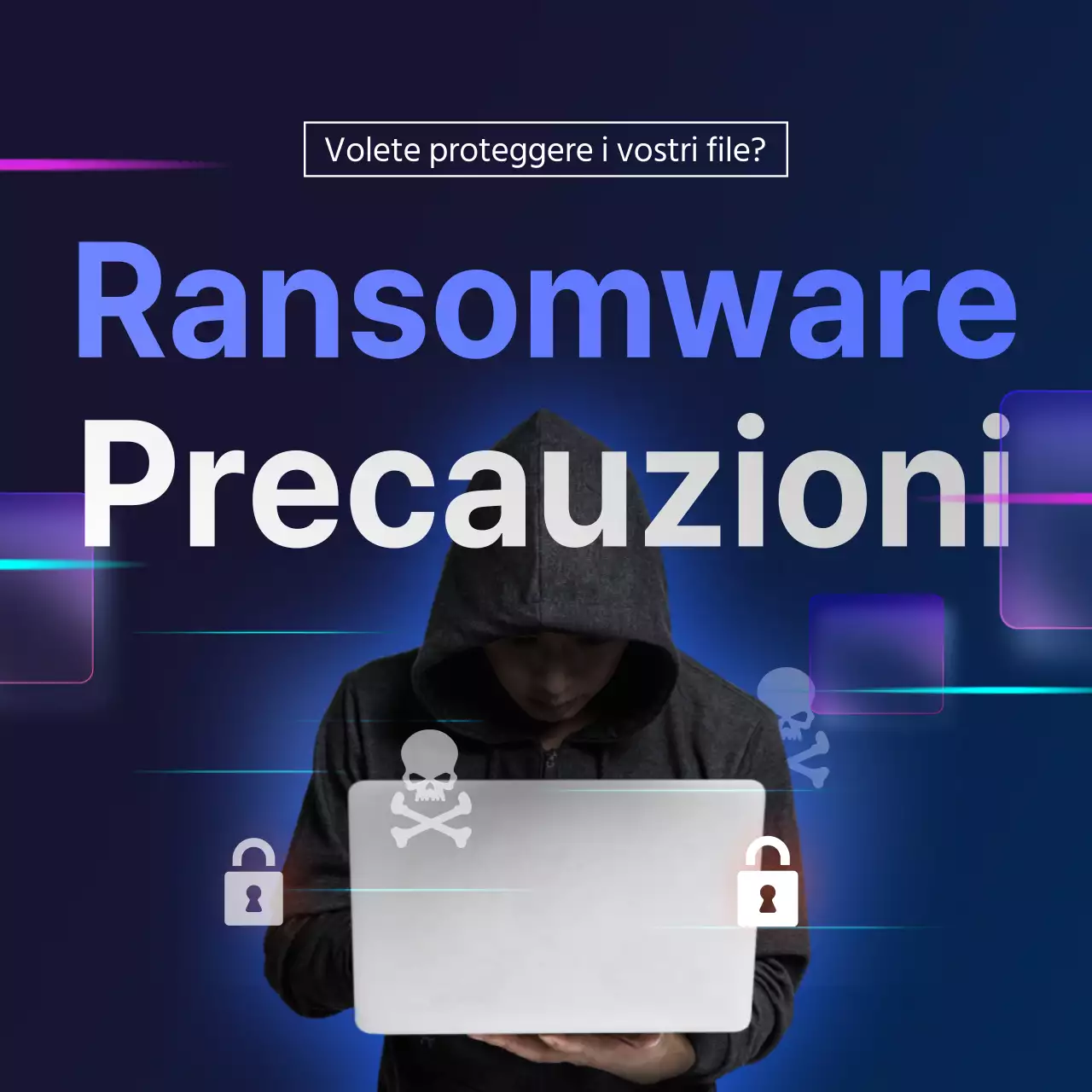 Prevenzione seria del ransomware in blu navy e grigio