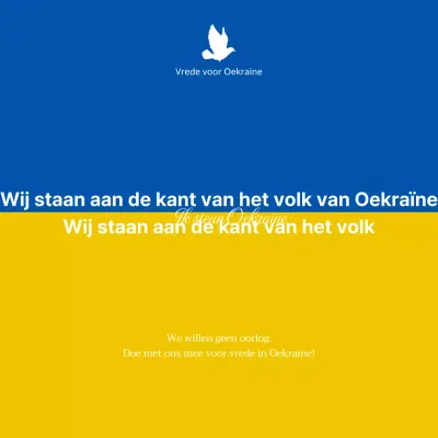 Oorlogs- en vredesboodschappen in blauw en geel