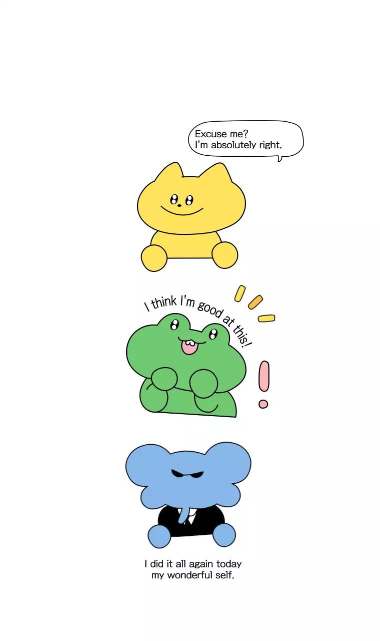 Speech bubble design with cute animal characters in colorful, saturated colors