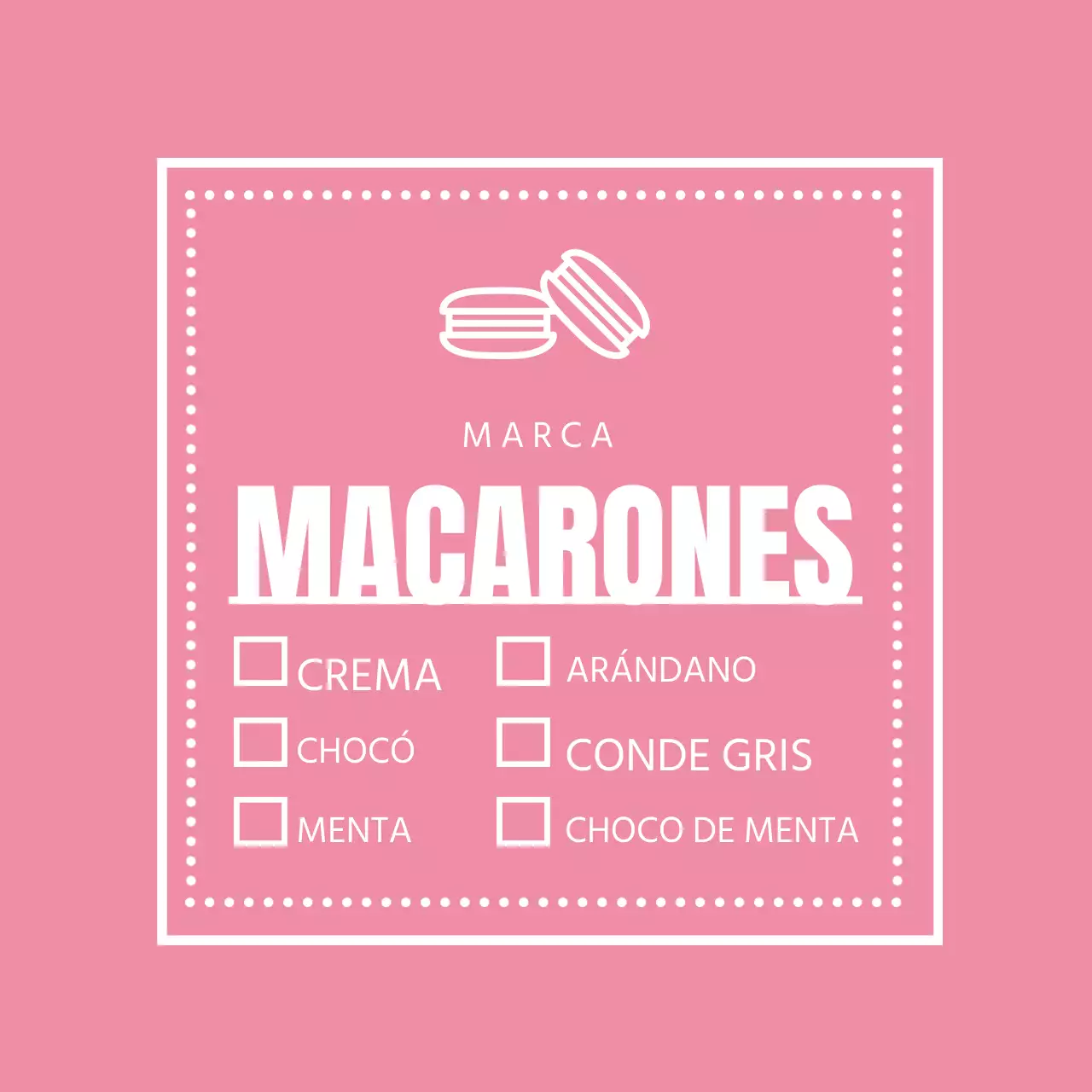 Etiqueta de comprobación del menú Macaron