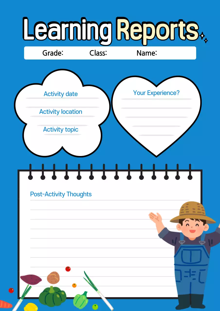 Blue Simple Learning Report Template Poster