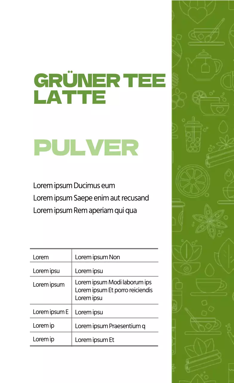 Hellgrün illustriert Grünteepulver Etikett