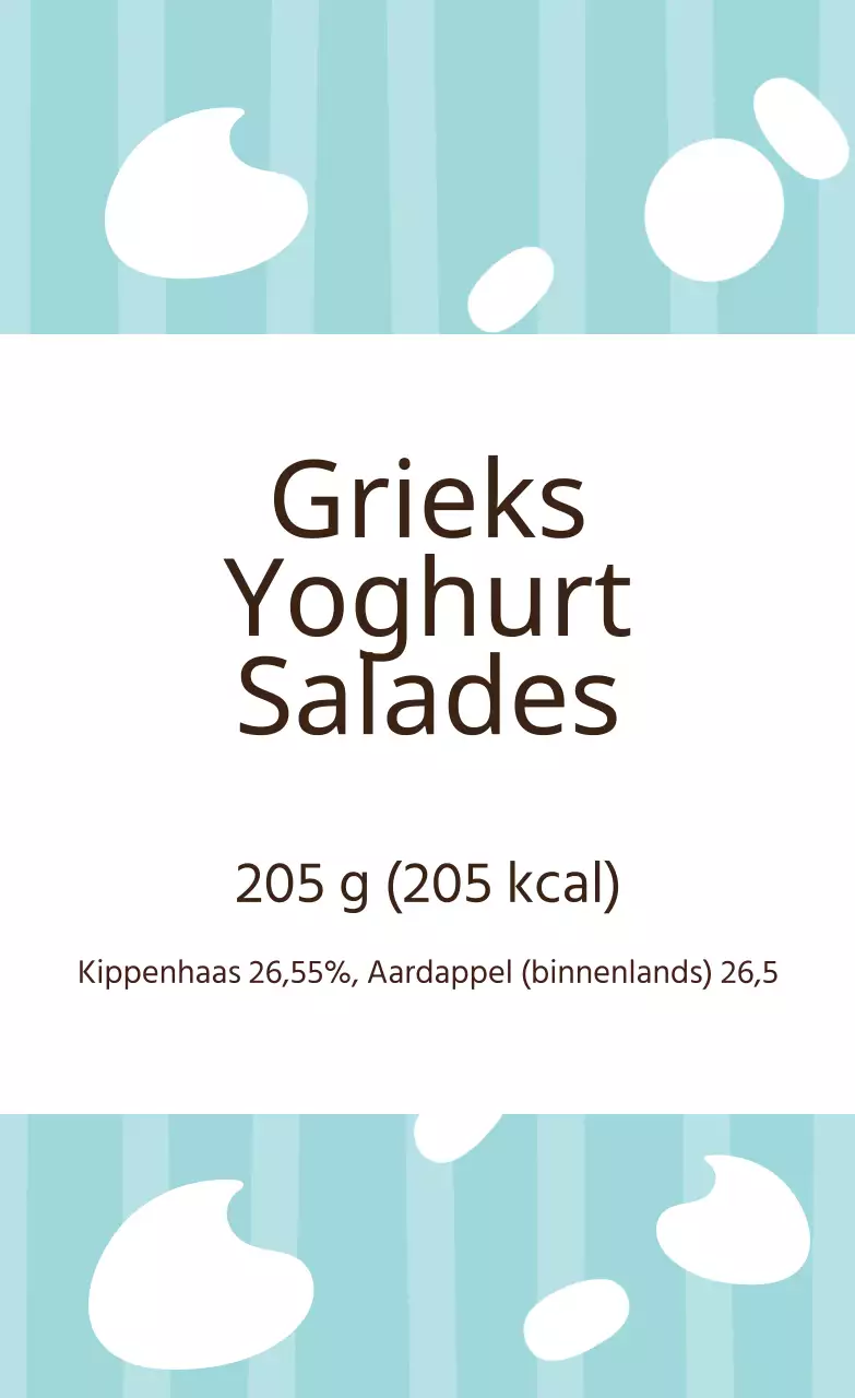 Hemels wit geïllustreerd Grieks yoghurt sla etiket