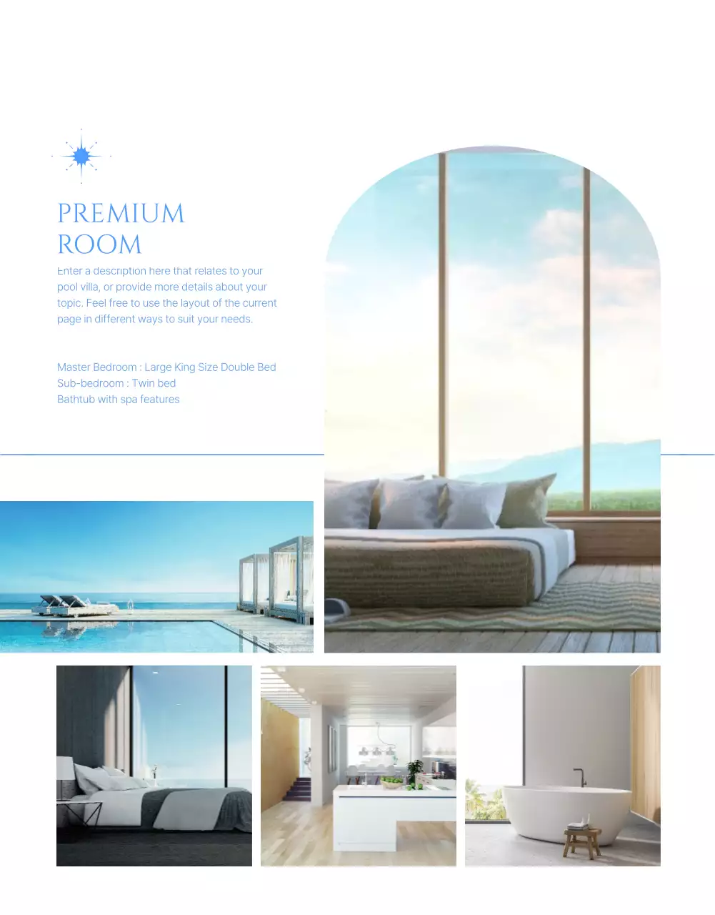 Blue Modern Pool Villa Brochure Poster