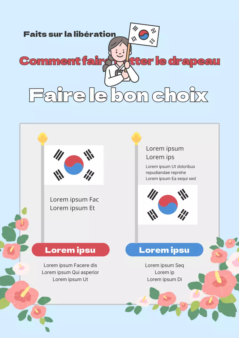 Bleu clair Thème illustré propre et simple sur la manière de hisser le drapeau