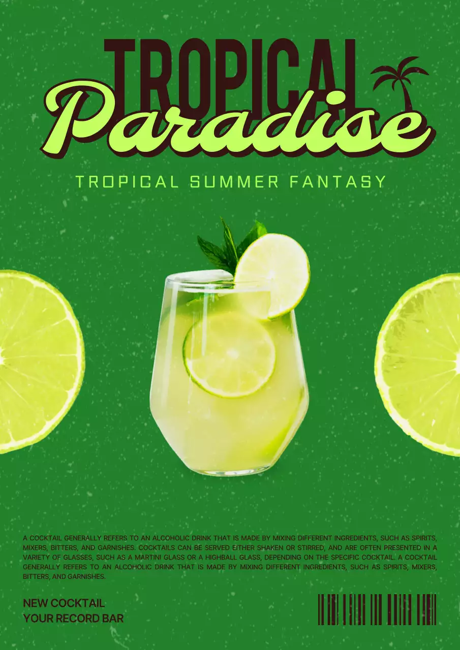 Red Tropical Cocktail Promotion Poster