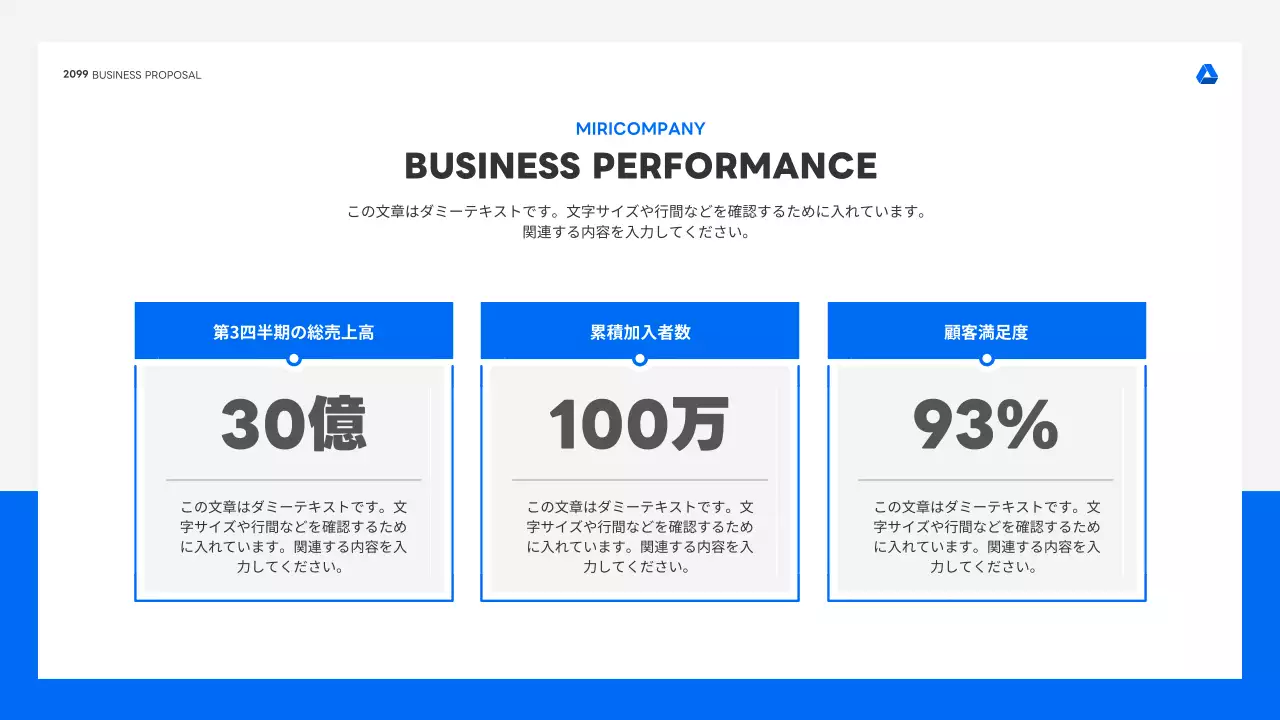 青 シンプル ビジネス プレゼンテーション