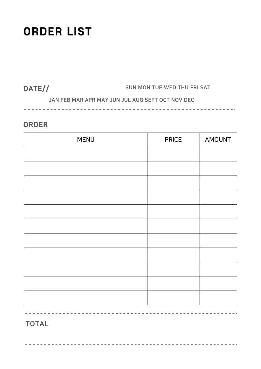 Black Minimal Order Document Poster