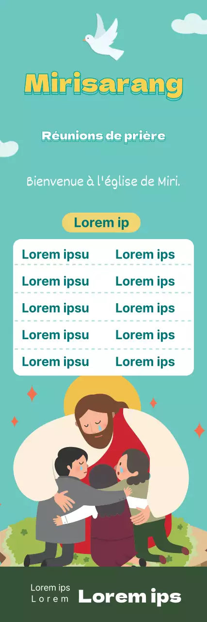 Promotion de la réunion de prière de l'église avec une illustration bleue