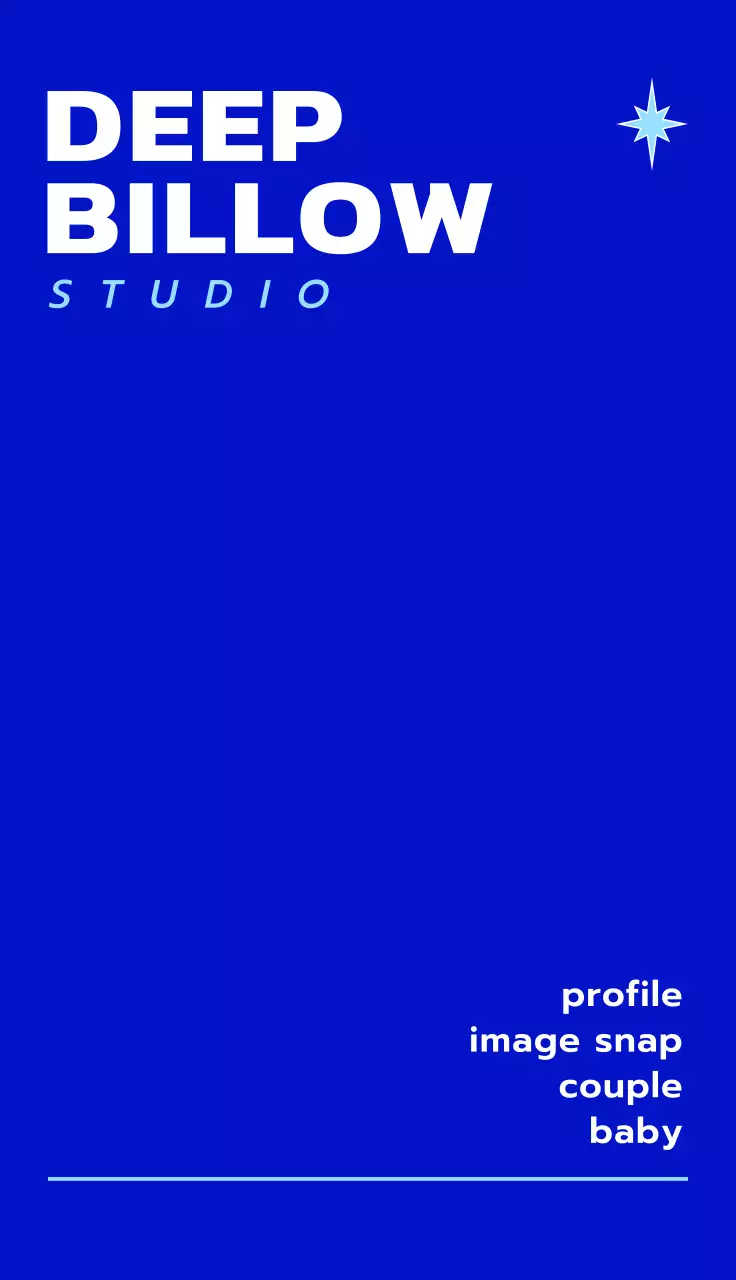 Simple and straightforward photography studio design with white and light blue shiny illustrations