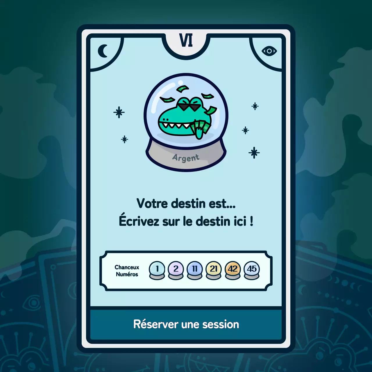 Test psychologique sur les cartes de tarot avec un concept de personnage violet