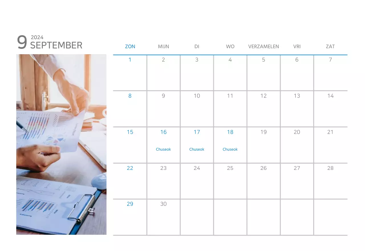 Witte en eenvoudige bureaukalender