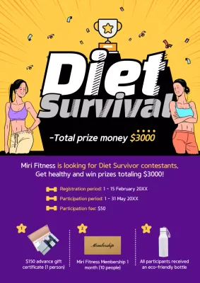 Yellow Trendy Fitness Promotion Poster