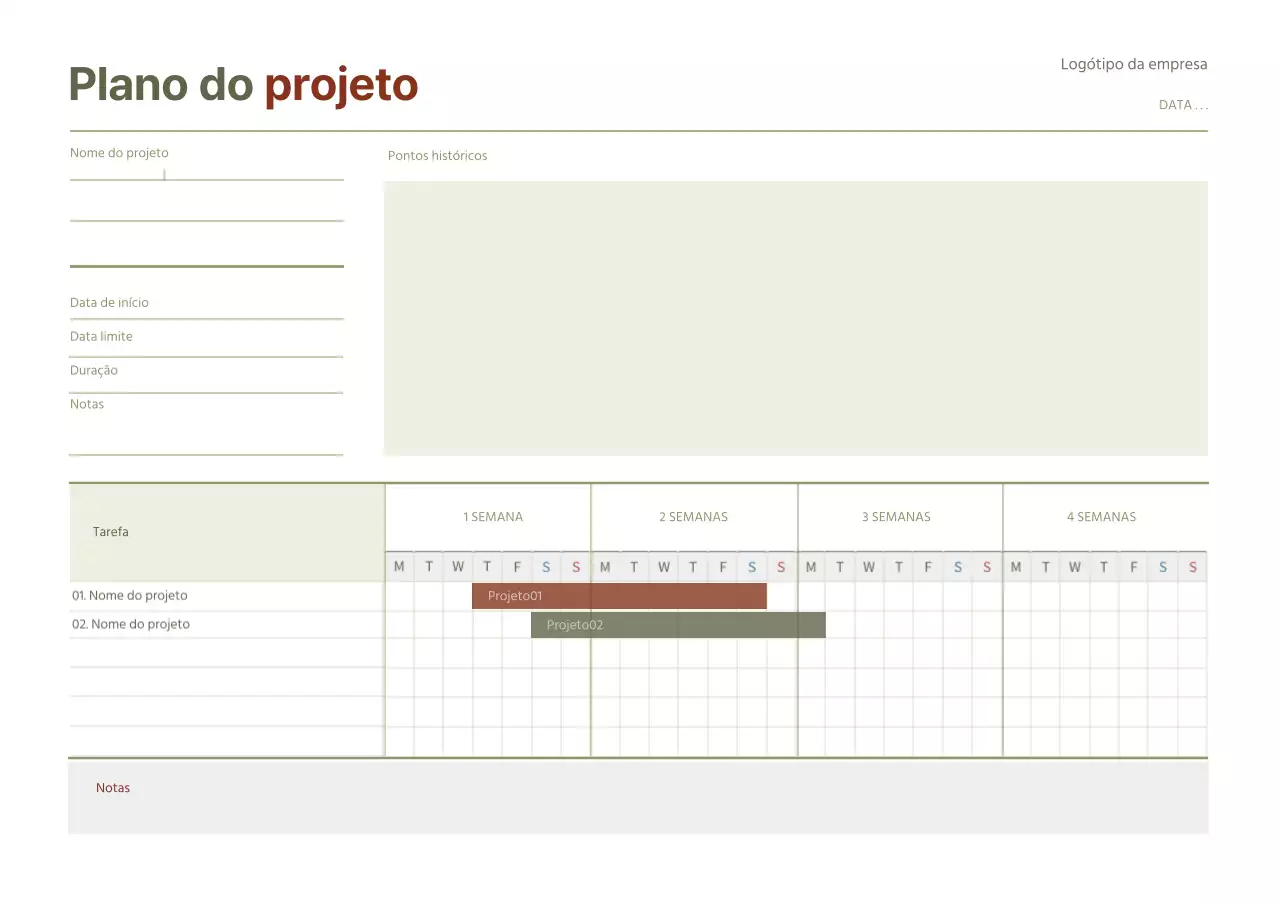 Bloco de notas digital Simple Project Planner em castanho e verde