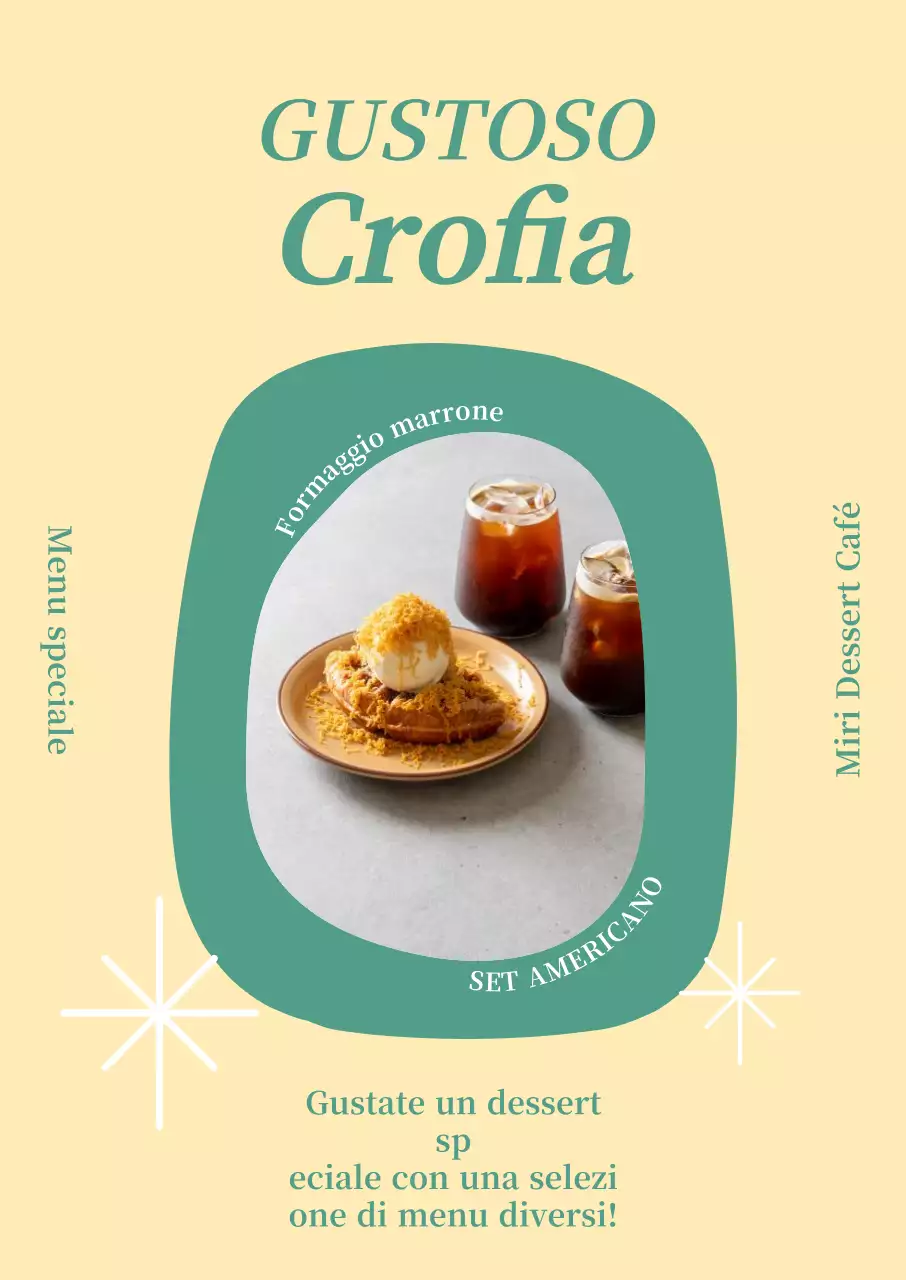 Poster con l'immagine di un menu all'interno di una forma di menta