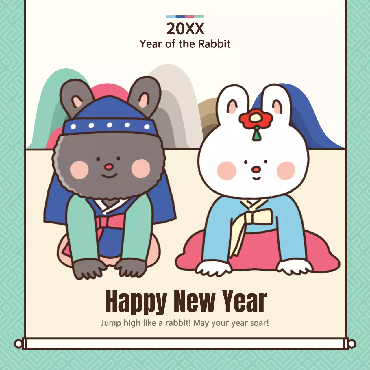 Mint Traditional New Year Card Instagram Post