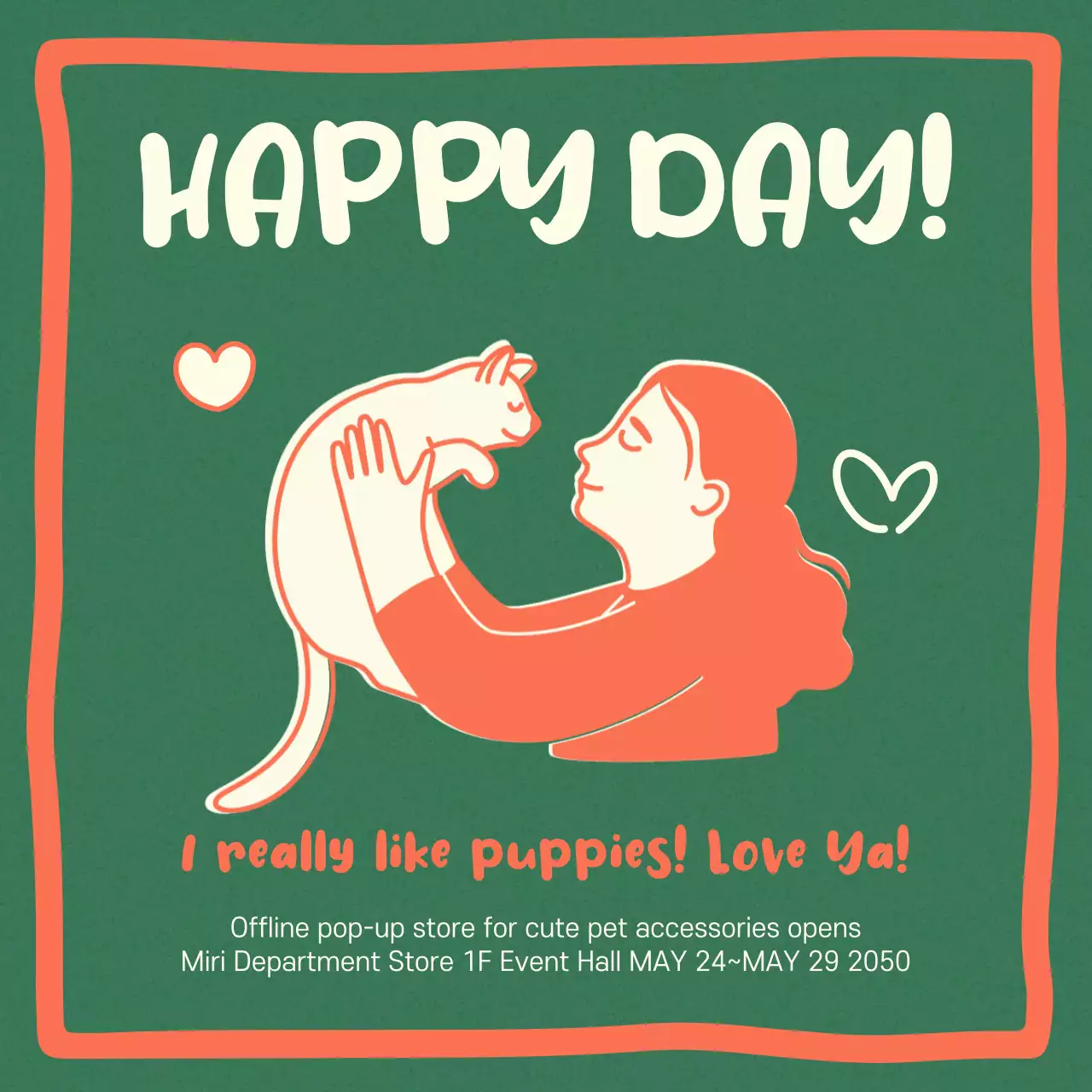 Green Retro Pet Promotion Social Media Post