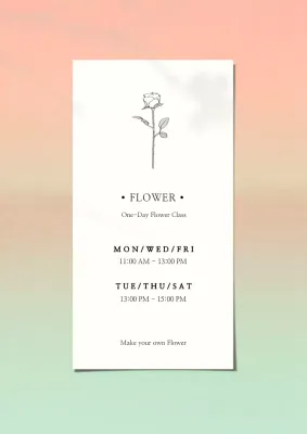 Coral Minimalist Flower Class Schedule Poster