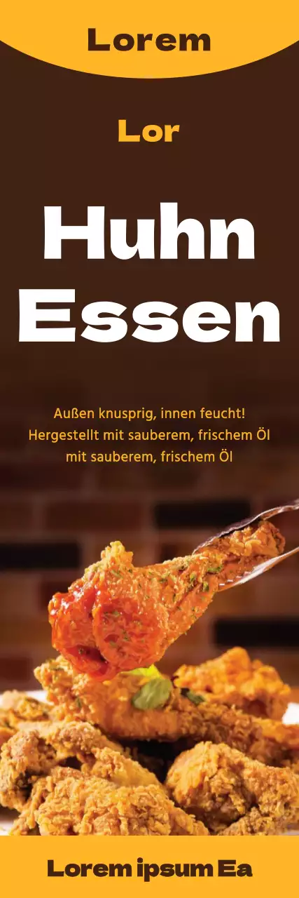 Förderung von Hähnchenrestaurants mit braunen und gelben Kontrasten