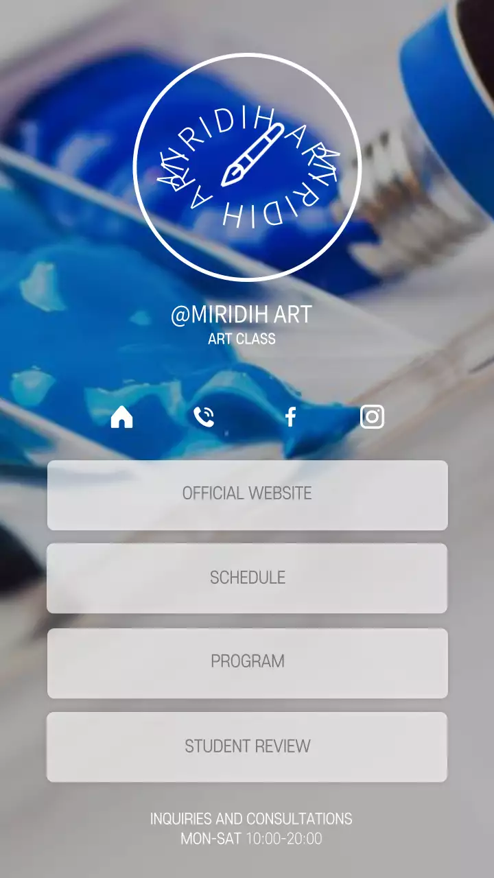 Sekolah seni dengan fotografi biru dan abu-abu yang bersih