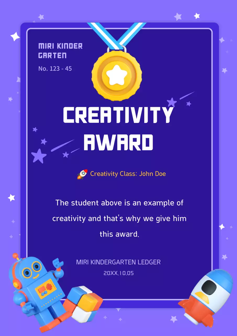 Purple Playful Award Certificate Poster