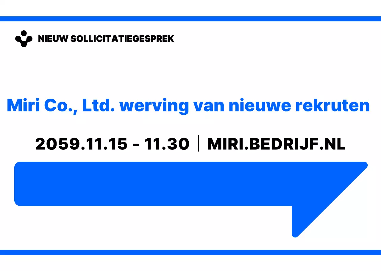 Blauw en wit eenvoudige moderne pijl iconen en tekst zinnen lay-out stijl Routebeschrijving naar de nieuwe huur interview